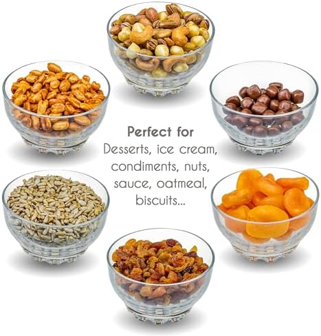 Luxe glazen dessertschaaltjes, set van 6 ijscoupes, 100% loodvrije glazen schaaltjes, dessertbekers, dessertglazen, puddingschaaltjes, glazen dipschaaltjes, S