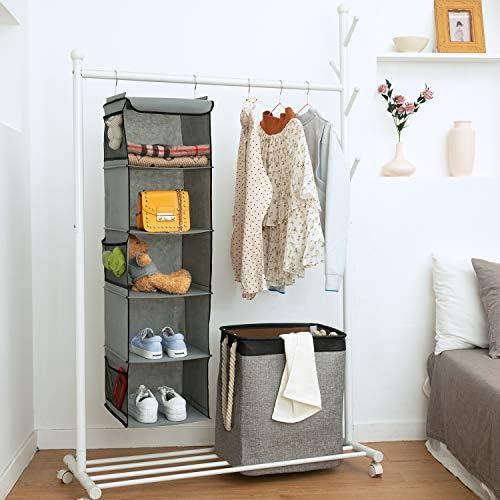 Ging Opbergsysteem, 5 vakken, camping-kledingkast-organizer met ijzeren frame, hangende plank-organizer, opbergsysteem-set