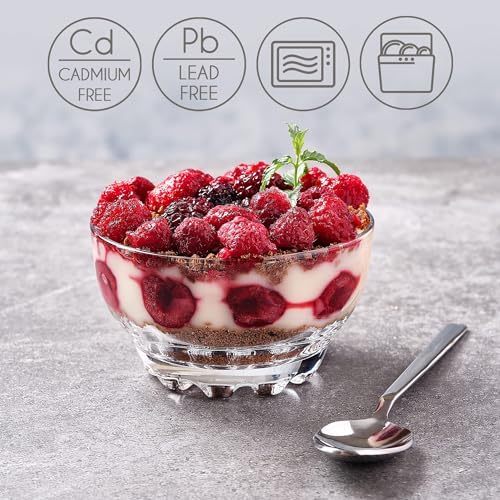 Luxe glazen dessertschaaltjes, set van 6 ijscoupes, 100% loodvrije glazen schaaltjes, dessertbekers, dessertglazen, puddingschaaltjes, glazen dipschaaltjes, S