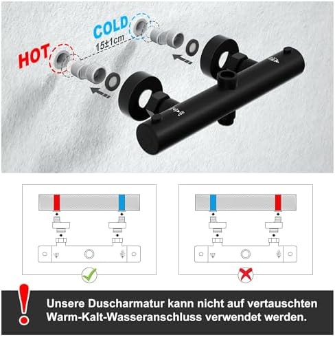 Thermostatisch douchesysteem, regendouche met thermostatische kraan en XXL-douchekop, 35 x 25 cm