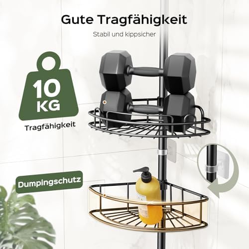 Telescopisch doucherek zonder boren: 4-traps metalen hoekdoucherek, antislip en stabiel, doucherek voor grote huishoudens: badkameropbergruimte, verst