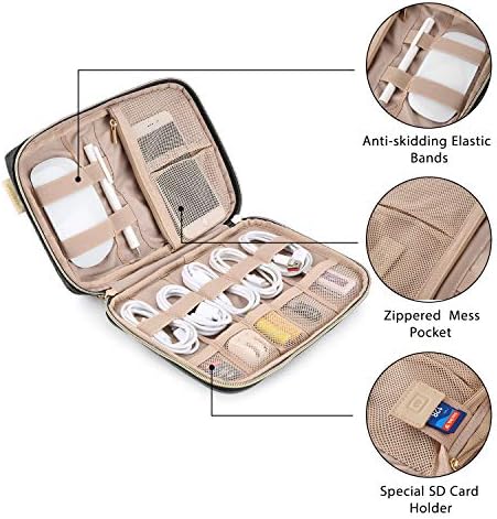 Elektronische reisorganizer voor mobiele telefoonoplaadkabels, powerbank, USB-sticks, SD-kaarten, zwart