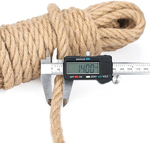 14 mm dik jute touw, 10 m tuin-hennep touw, bruin jute touw voor krabpaal, 14 mm rustiek decoratief hennep touw voor doe-het-zelf-projecten, ophangen en D