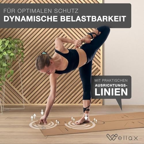 Yogamat – 100% natuurlijke yogamat, antislip [185 x 66 x 0,6 cm] – Extra dik & vrij van schadelijke stoffen – Sportmat incl. handige draagriem