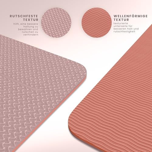 Yogamat 6 mm antislip – TPE-fitnessmat voor yoga, pilates en thuisworkouts – Antislip sportmat met uitlijningslijnen – Gymnastiekmat voor dames
