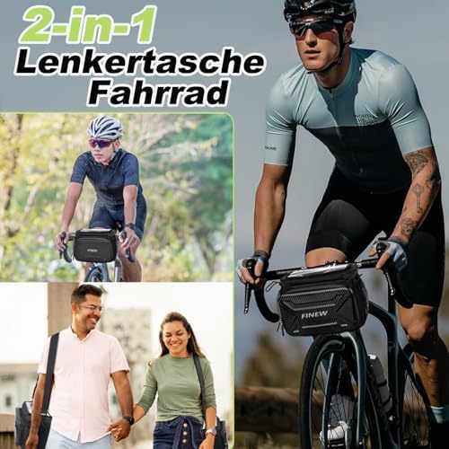 Fietstassen voor op het stuur met stuuradapter voor e-bikes en fietsen, 6 l fietsmand voorop, waterdichte fietstas voor op het stuur met telefoonhouder