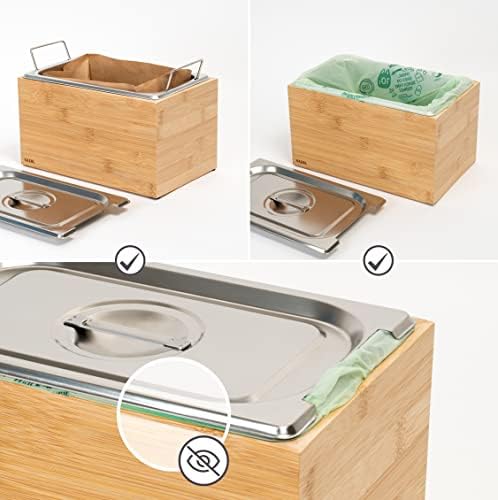 Holma Design bioafvalbak, 4,5 l, vaatwasmachinebestendig en van massief echt hout, keukencompostbak voor bioafval, bamboe
