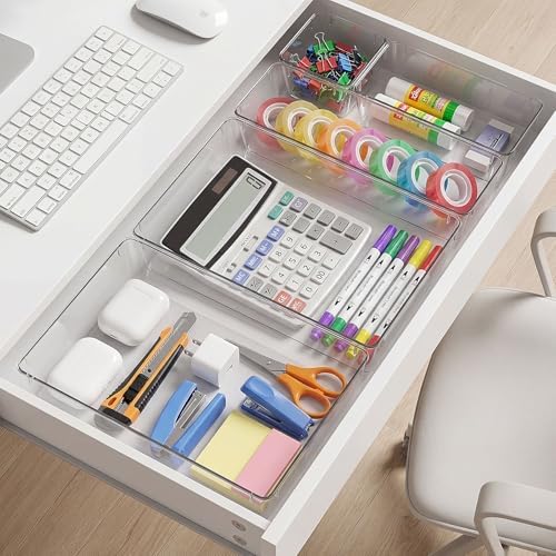 Lade-organizer, set van 16 make-uptafel-organizers in 4 maten, lade-organizer, make-up-organizer, lade-organisationssysteem voor bureau, kantoor, keuken