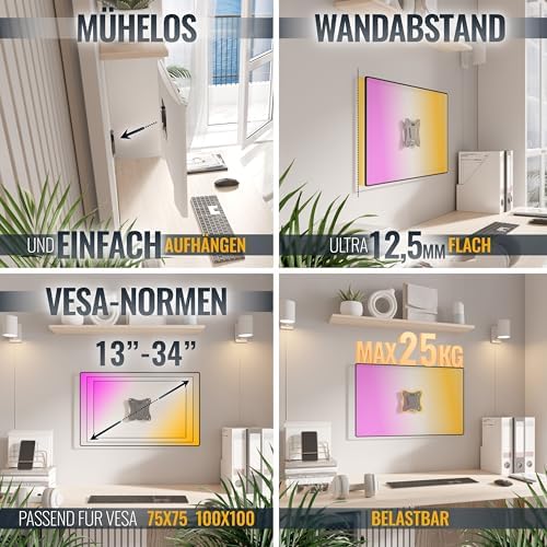 Monitorbeugel Ultra Super Slim Flat F0611 Universeel LED Curved QLED QE 4K LCD OLED SUHD UHD-televisie TV-wandbeugel Vaste montage 13" – 29" inch V