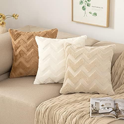 Set van 2 kussenhoezen van wol, zachte bankkussenhoezen van polyester, decoratieve kussenhoezen met verborgen ritssluiting voor de woon- en slaapkamer