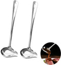 Set van 2 roestvrijstalen sauslepels, 29 cm sauslepel met schuine tuit, sauslepel lengte 29 cm, druppellepel, soeplepelset voor soepen en sauzen,