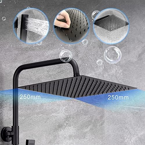 Thermostatisch douchesysteem, regendouche met thermostatische kraan en XXL-douchekop, 35 x 25 cm