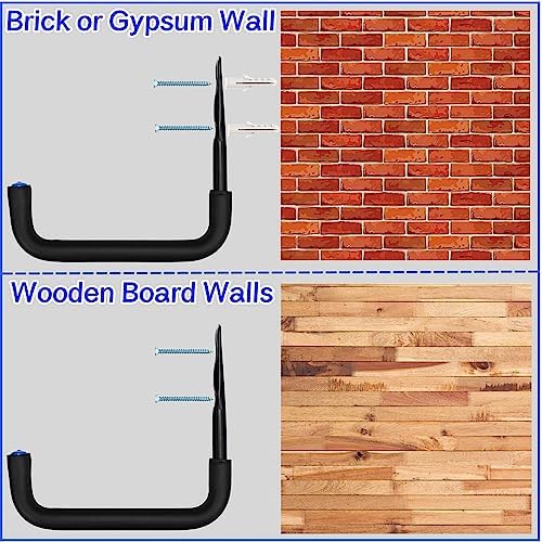 Stevige opberghaken voor garages, wandhouders, garagehaken en organizers, 24 cm, opberghaken voor tuingereedschap, ladders, fietsen, grote voorwerpen, 6 stuks