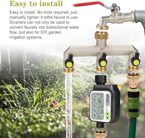 3/4-inch 3-weg-verdeler, wateradapter-slang, verdeler, met kogelkranen, verdeelstuk, kraanaansluiting, wateraansluiting, adapter voor huis en tuin,