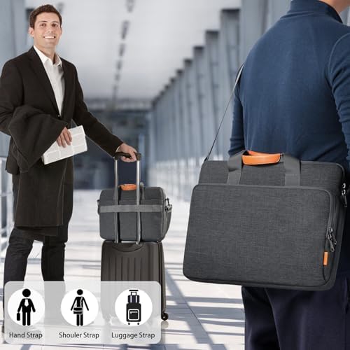 Laptoptas, aktetas, geschikt voor laptops tot 17, 17,3 inch, uitbreidbaar, waterafstotend, schoudertas, draagtas, notebooktas, pc-computertas