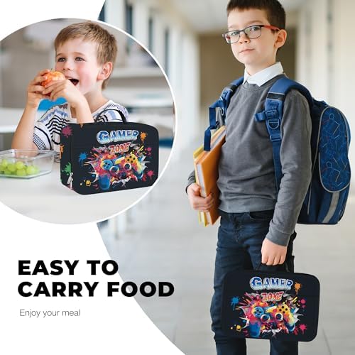 3D-geïsoleerde lunchtas voor kinderen, kleine koeltas met vrachtwagenmotief voor jongens, waterdichte lunchtas voor picknick, school, gamecontroller
