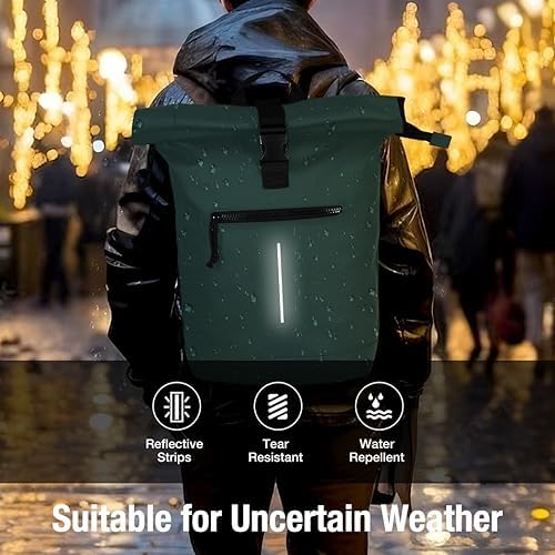 Laptoprugzak, waterdichte rolltop-wandelrugzak voor dames en heren, lichtgewicht, 3. groen, rolltop-laptoprugzak