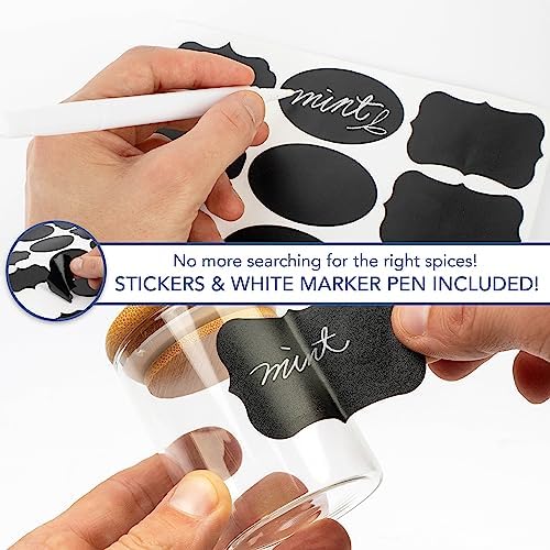 Kruidenpotjes van 100 ml – set van 10 met bamboedeksel en luchtdichte sluiting – bewaarpotjes van borosilicaatglas voor kruiden, specerijen, thee, koffie, rijst en meer –