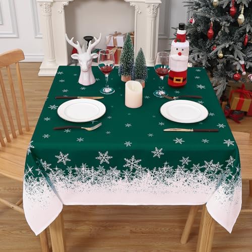 Kersttafelkleed, waterafstotend, wasbaar, sneeuwvlokken, vlekbestendig, voor keuken, eetkamer, kerstversiering, tafellinnen, C
