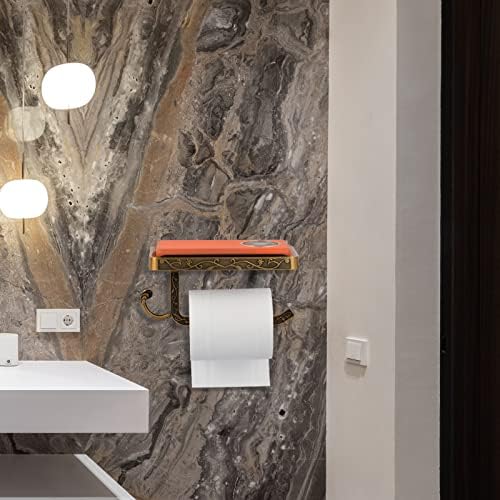 Toiletrolhouder met opbergvak, toiletrolhouder om in te boren, wandbevestiging, toiletrolhouder in antieke en vintage stijl voor de badkamer