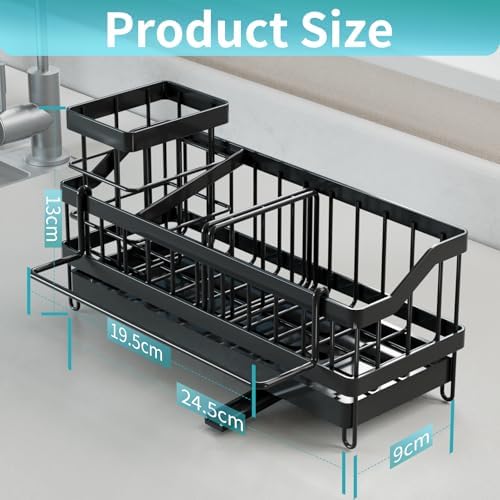 Afwasbak-organizer voor de keuken, sponshouder, afwasbak-organizer van roestvrij staal, afwasmiddelhouder, Sink Caddy Kitchen Organizer, keukenorganisatie bij de afwasbak, afwasbenodigdheden