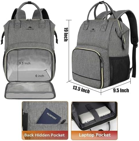 Laptop-lunchrugzak, 17-inch picknickrugzak voor dames en heren met geïsoleerd koelvak, waterdichte lunchkoeltas voor heren, zakelijk, Wor