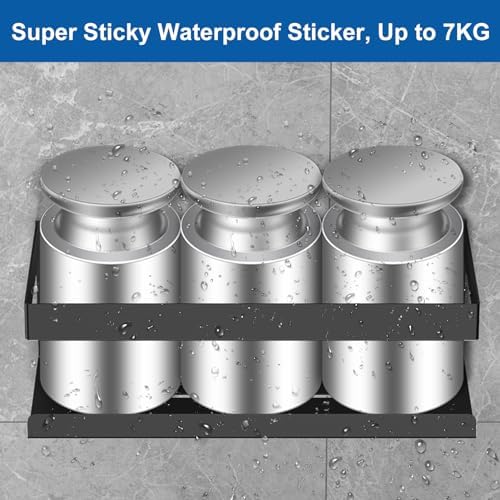 SUS304 roestvrijstalen doucheplank, boren niet nodig, set van 2, badkamerplank-organizer, shampoo- en douchegelhouder voor in de douche (zwart, set van 2