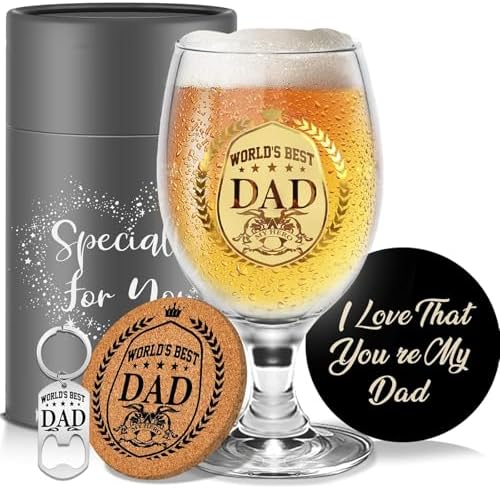 Gepersonaliseerde cadeaus voor papa: bierglas met gravure, verjaardagscadeau voor papa, vadercadeaus, kerstcadeaus voor mannen – 5 stuks