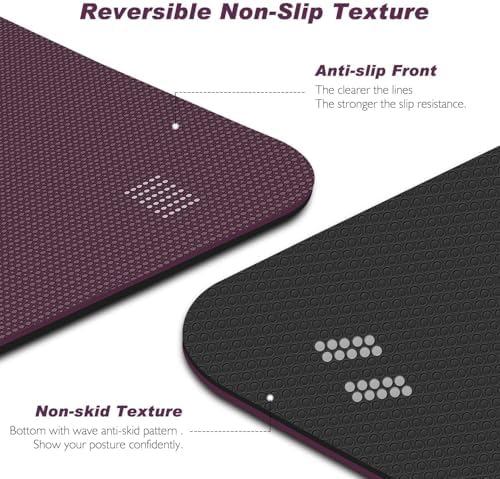 Gymmat, yogamat, gewatteerd en antislip voor fitness, pilates en gymnastiek, met draagriem