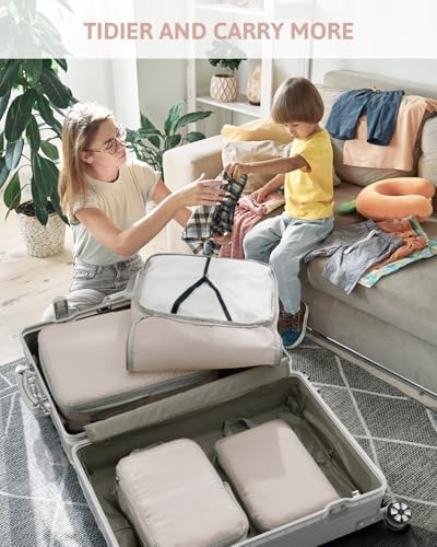 4-delige set compressiepakkubussen – Compressiepakkubussen – Waterdichte kofferorganizer met ritssluiting (XL, L, 2 x M) – Ruimtebesparend voor handbagage