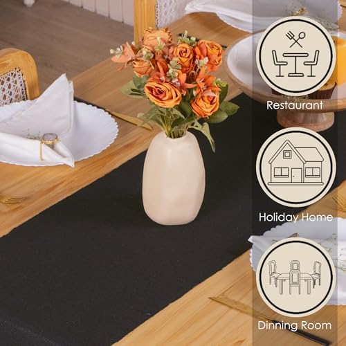 Zwarte tafelloper 13 x 72 inch – Feestartikelen voor thuis, woonkamer decoratieartikelen voor de eettafel