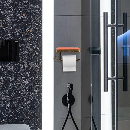 Toiletrolhouder met opbergvak, toiletrolhouder om in te boren, wandbevestiging, toiletrolhouder in antieke en vintage stijl voor de badkamer