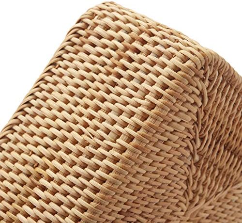 Opbergmand van natuurlijk rotan, rechthoekige, gevlochten opbergbox, stapelbare sleutelhouder voor keukenkastjes en planken, set van 3