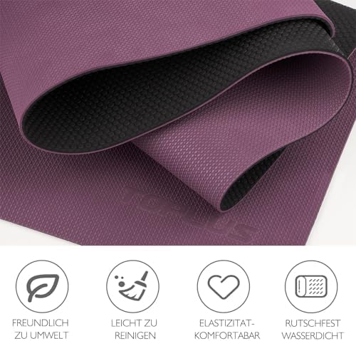 Gymmat, yogamat, gewatteerd en antislip voor fitness, pilates en gymnastiek, met draagriem