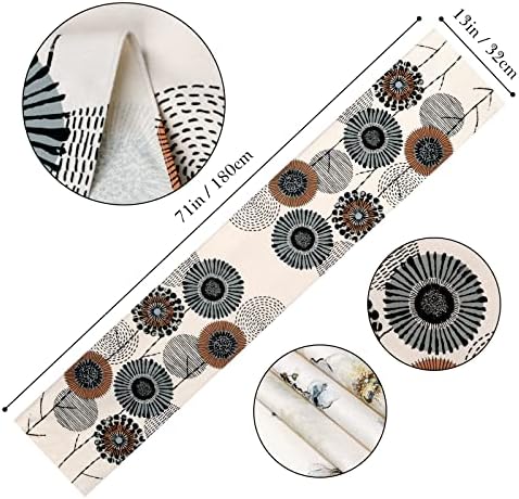 Bloemen-tafelloper, wasbare tafeldecoratie, 32 x 180 cm, lente- en zomer-tafelloper, moderne decoratieve tafeldecoratie voor eetkamer en keuken