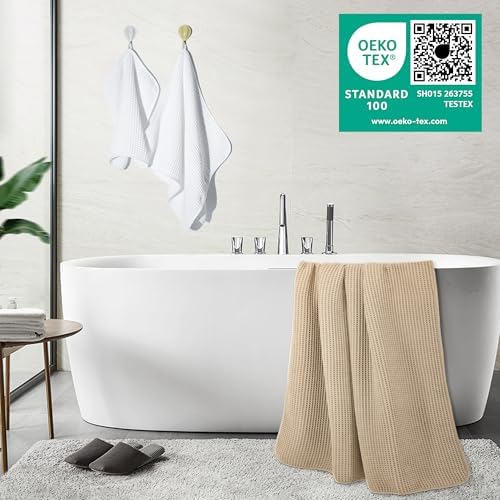 430 GSM microvezel handdoekenset – sneldrogend & pluisvrij – wafelstructuur – extra groot – 152 x 76,2 cm – 6-delig