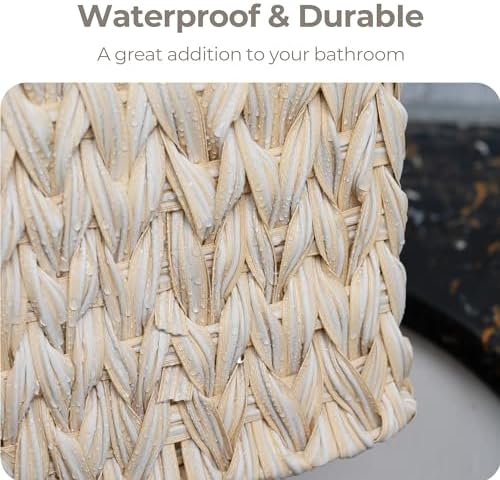 Opbergmand, set van 2 manden, grote gevlochten mand voor de badkamer, witte mand voor planken, waterbestendige manden, gevlochten plankmanden met handvatten, Beaut