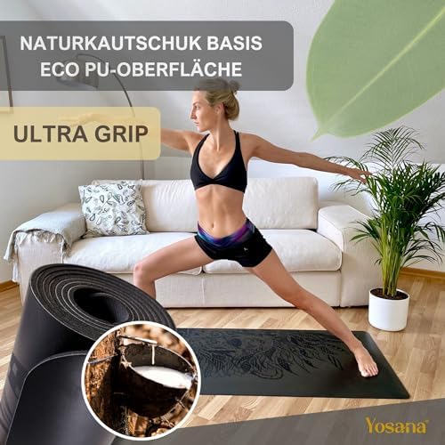 Yogamat van natuurlijk rubber | extreem antislip | ULTRA GRIP-oppervlak van ECO PU | extra breed 68 cm | inclusief draagriem | yogamat 183 x 68 cm | 4