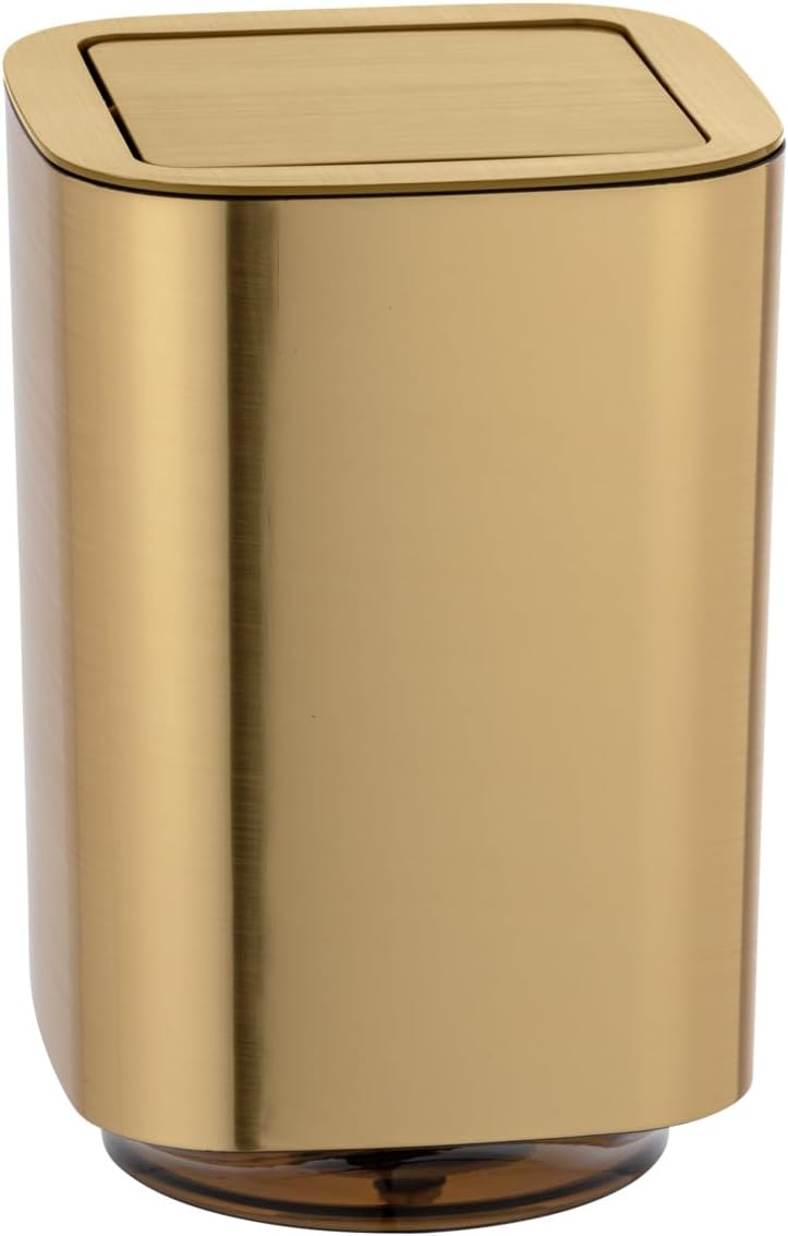 Auron Gold afvalbak met scharnierend deksel 5,5 liter kunststof cosmetica-bak met afneembaar deksel