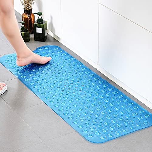 Badmat van 100 x 40 cm, antislip, badmatten voor in de badkuip, machinewasbare douchemat voor kinderen en senioren (transparant)