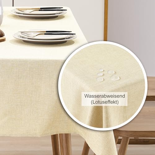 Tafelloper, waterafstotend, linnenlook, vlekbestendig, wasbaar, tuintafelkleed, tafelkleed voor buiten, voor eettafel, naturelbeige, 30 x 10