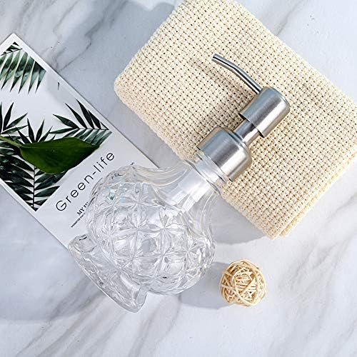 Zeepdispenser, navulbare vloeibare zeepdispenser van glas en roestvrij staal, spuitmond voor afwasmiddel, shampoo, lotion, voor de wastafel in de badkamer, voor de keuken,