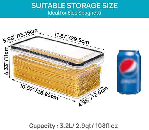 3,2 l voorraadpotten met deksel, luchtdicht, set van 4, BPA-vrije voorraaddozen, keuken, spaghettibewaring, pasta, voorraadpotten voor pasta, muesli, cornflakes