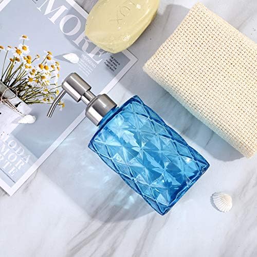 Zeepdispenser Navulbare vloeibare zeepdispenser van glas en roestvrij staal, spuitmond voor afwasmiddel, shampoo, lotion, badkamerblad, keuken
