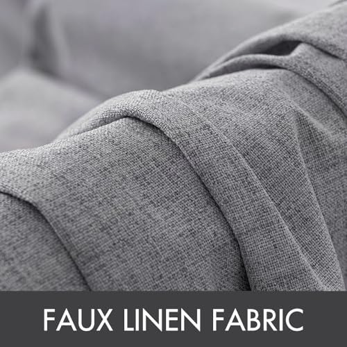 Verduisteringsgordijnen met oogjes, gordijnen, linnenlook, set van 2, 280 x 140 cm, lichtgrijs, ondoorzichtig, met ringen, thermogordijn, koudebescherming