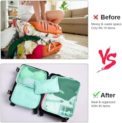 Koffer-organizer-set, 8-delig, packing cubes, waterdichte reiskledingzakken, opbergzakken voor koffers, packing cubes met toilettas, schoenenzak, USB-K
