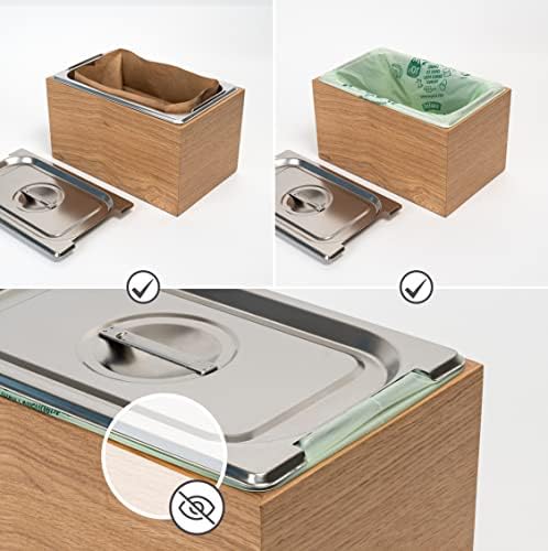 Holma Design bioafvalbak, 4,5 l, vaatwasmachinebestendig en van echt houtfineer, keukencompostbak voor bioafval, eiken