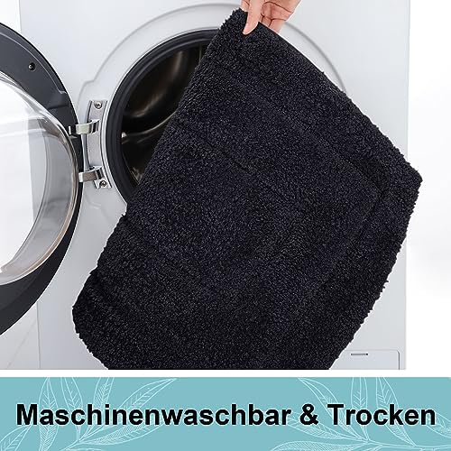 Microvezel badkamermat, antislip, wasbare badmat, zachte, waterabsorberende badmat voor de badkamer – 40 x 60 cm, zwart