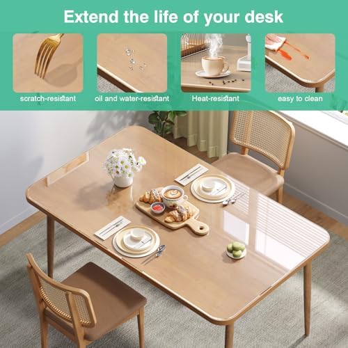 Bureaumat, transparant, groot, 120 x 60 cm, bureaumat, helder, doorzichtige bureaumat, onderlegger, tafelbescherming, antislip, ronde r