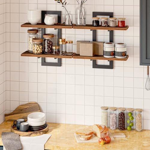 Wandplanken, 2-delige wandplank, zwevende plank 2-delige set, hangende badkamerplanken, 38 cm wandplanken, voor woonkamer, slaapkamer, keuken, Vi